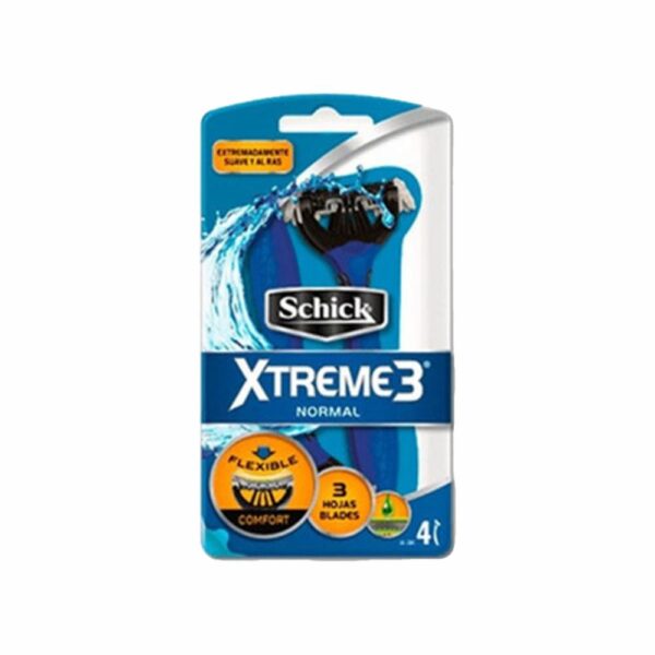 Afeitadora Desechable Caballero Xtreme 3 Piel Normal SCHICK X 4 Uds