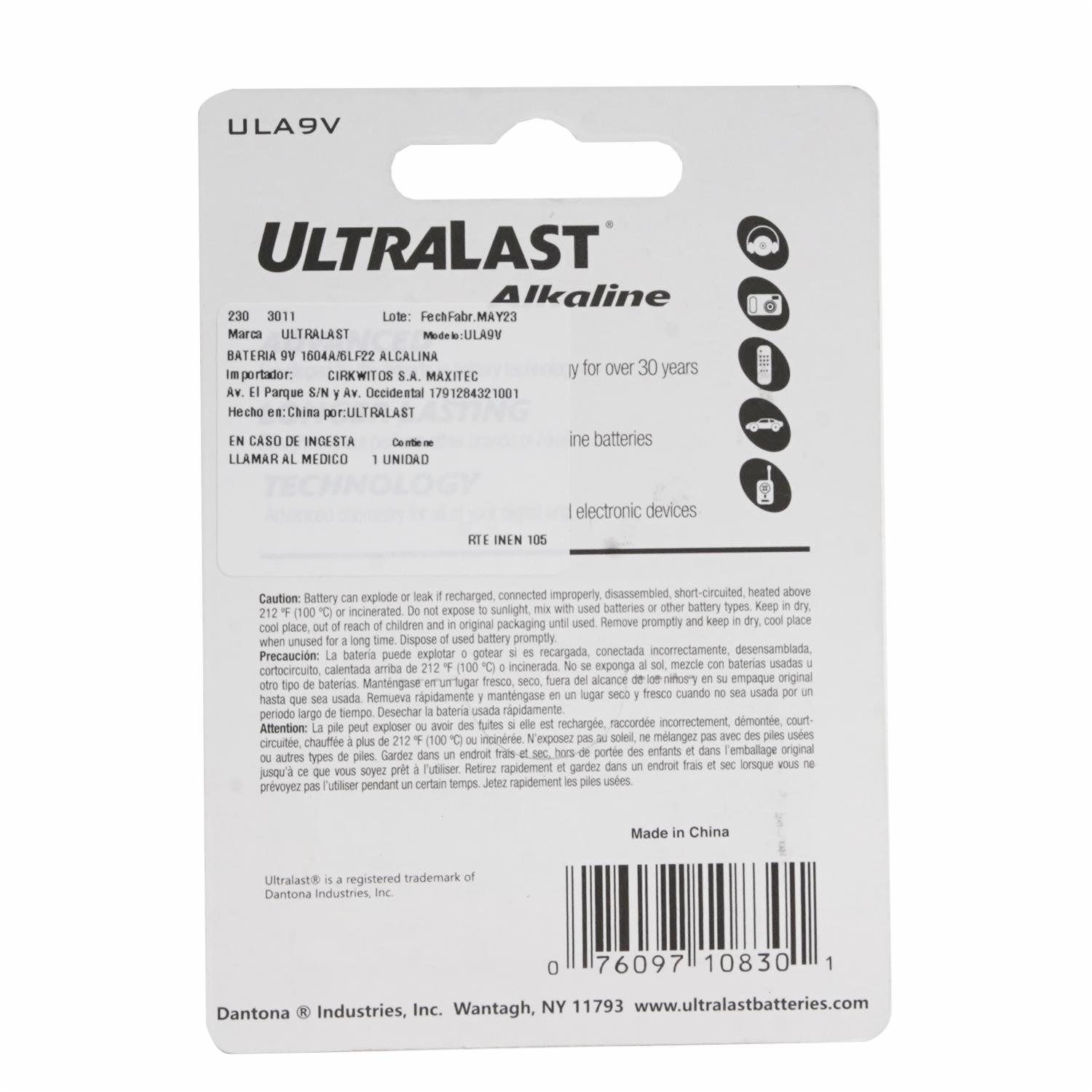 Pila 9V ULTRALAST Unidad - Imagen 2