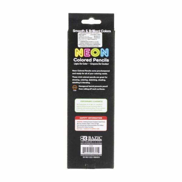 Lápices De Colores Set Neón BAZIC X8 Uds - Imagen 2