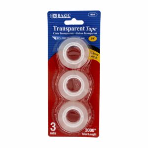 Cinta Adhesiva Transparente 3/4" X 1000" BAZIC X 3 Uds