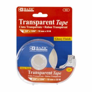 Cinta Adhesiva Transparente 3/4 "X 1296" Con Dispensador BAZIC Unidad