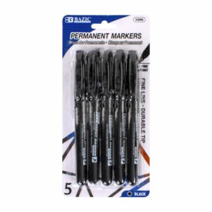Marcadores Negro Fine BAZIC X5 Uds