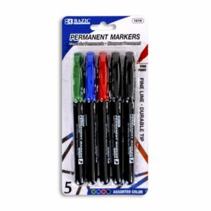 Marcadores Surtido Fine Permanent BAZIC X5 Uds