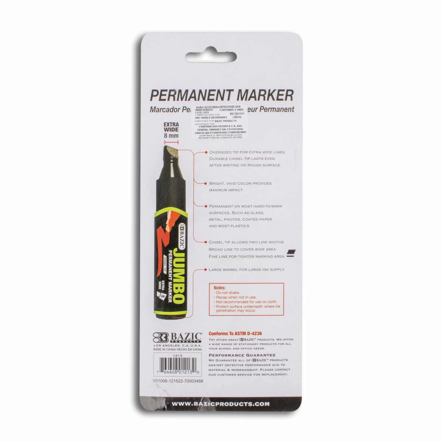 Marcadores Jumbo Permanente BAZIC X2 Uds - Imagen 2