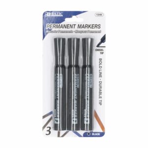 Marcadores Negro Chisel BAZIC X3 Uds