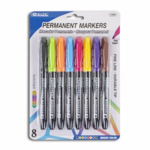 Marcador Permanente Punta Fina BAZIC X8 Uds