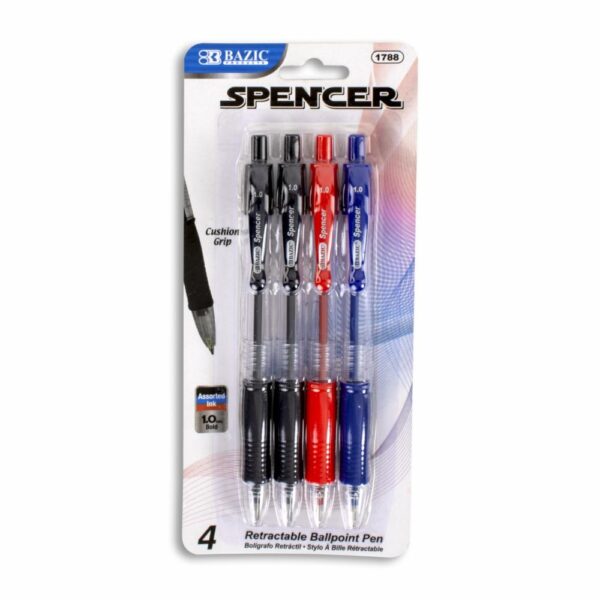 Bolígrafo Spencer Retráctil De Colores BAZIC Unidad