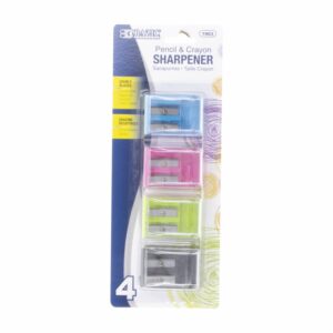 Sacapuntas Doble Orificio Con Mini Deposito Diseño Cuadrado BAZIC Unidad