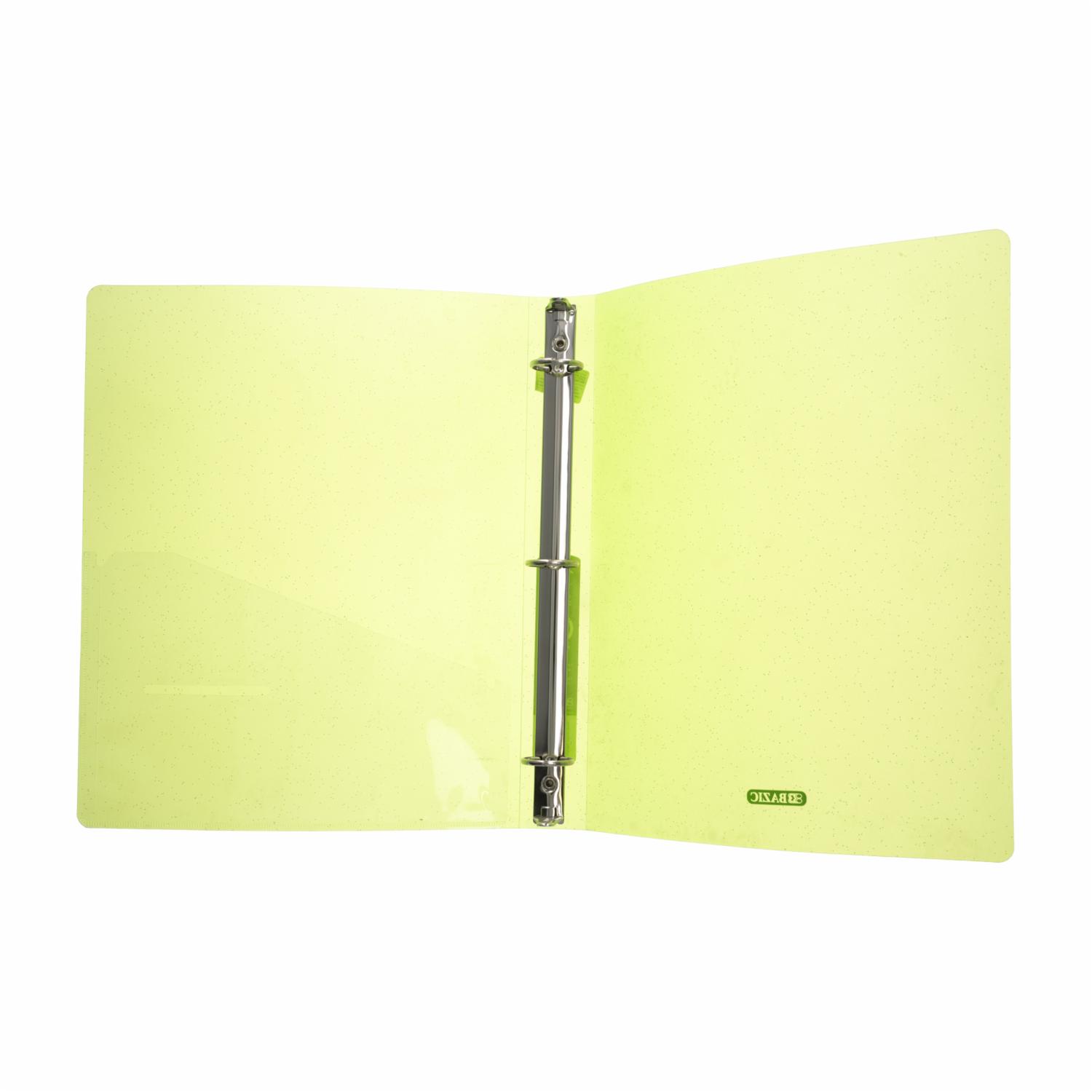 Carpeta De 3 Anillos Con Bolsillo Diseño Glitter BAZIC Unidad - Imagen 2