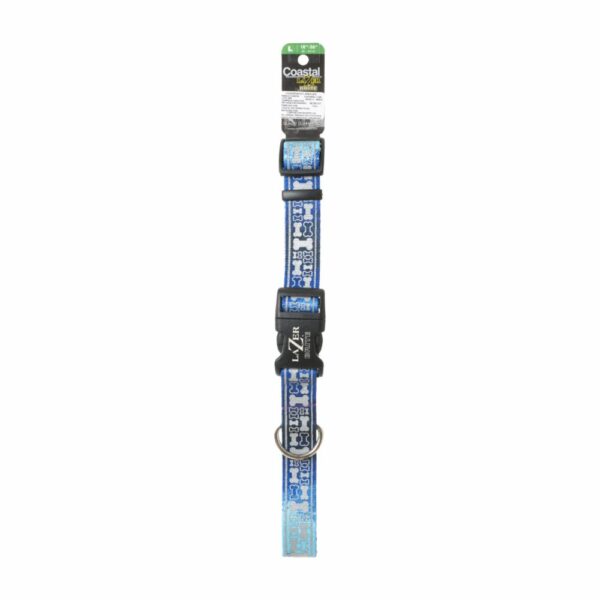 Collar Estampado Azul Hueso Grande LAZER BRITE 1"X18"-26"