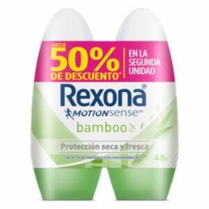 Desodorante Roll On Para Dama Bamboo Y Aloe Vera REXONA 2 X 50 Ml