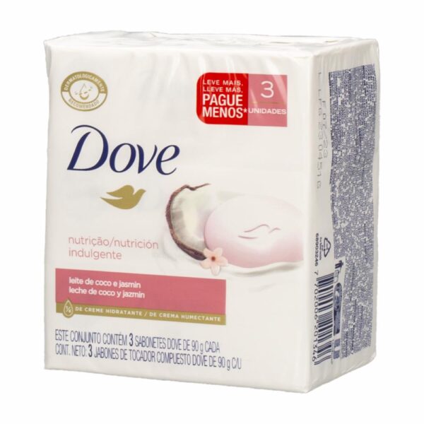 Jabón En Barra Con Leche De Coco DOVE 3 X 90 G - Imagen 2