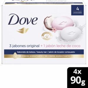 Jabón En Barra Con Leche De Coco DOVE 4 X 90 G
