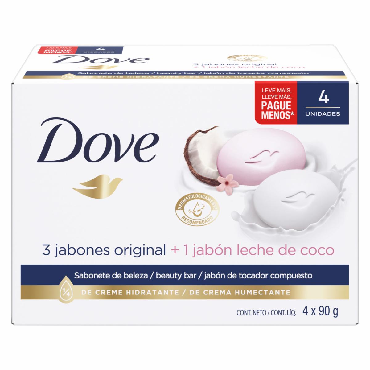 Jabón En Barra Con Leche De Coco DOVE 4 X 90 G - Imagen 2