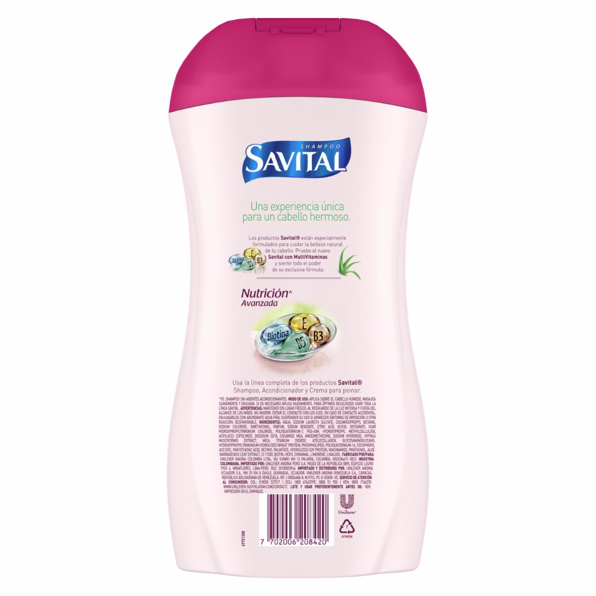 Shampoo De Cabello Con Multivitaminas SAVITAL 510 Ml