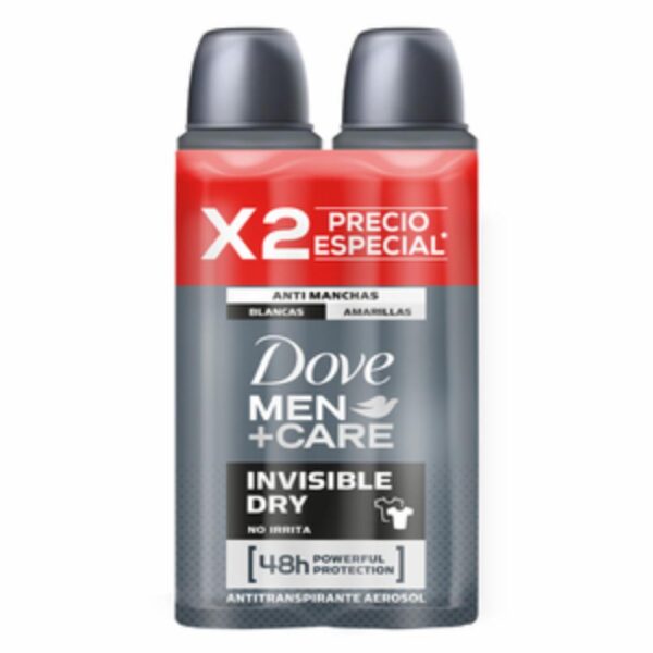 Desodorante En Aerosol Para Caballero Care Deo Invisible Dry Segundo A Mitad Al 50% Menos DOVE 2 X 150 Ml