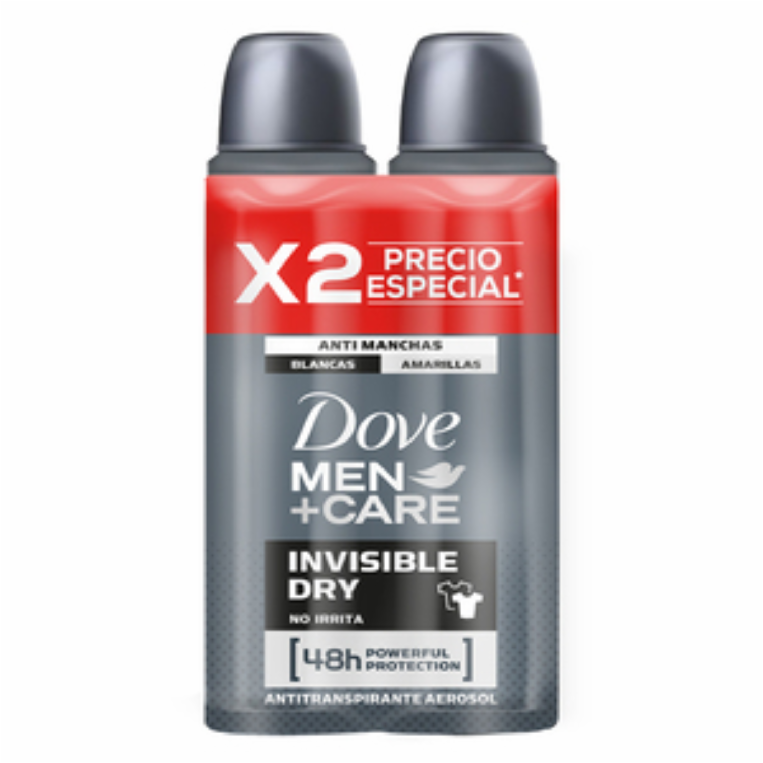 Desodorante En Aerosol Para Caballero Care Deo Invisible Dry Segundo A Mitad Al 50% Menos DOVE 2 X 150 Ml - Imagen 2