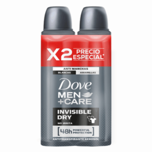 Desodorante En Aerosol Para Caballero Care Deo Invisible Dry Segundo A Mitad Al 50% Menos DOVE 2 X 150 Ml - Imagen 2