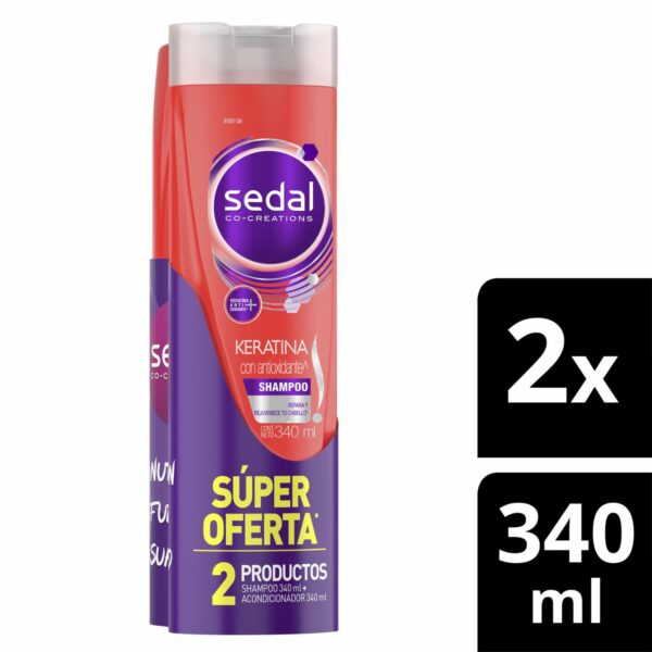 Shampoo + Acondicionador Keratina Con Antioxidantes SEDAL 2 x 340 Ml - Imagen 3