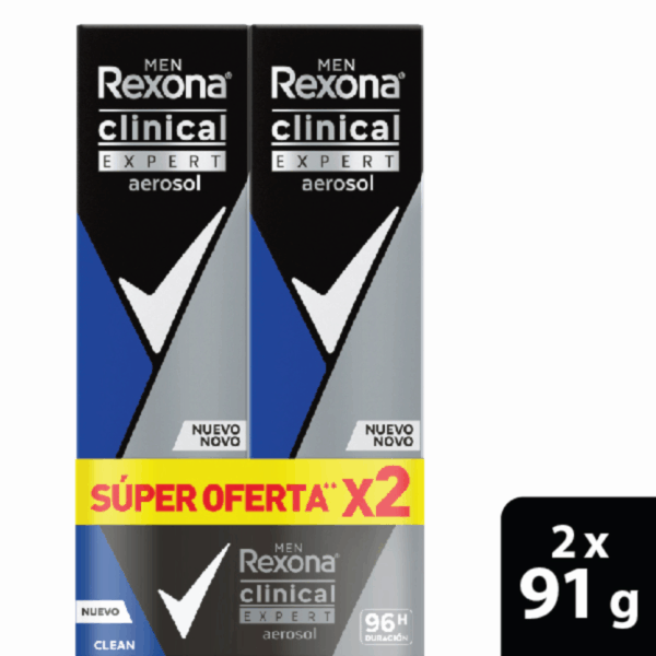 Desodorante En Aerosol Para Caballeros Antitranspirante Clinical Expert REXONA 2 X 150 Ml - Imagen 2