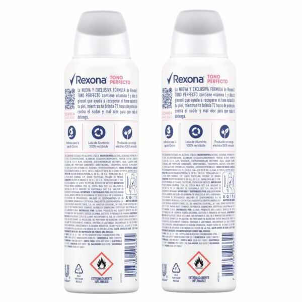 Desodorante En Aerosol Para Dama Tono Perfecto REXONA 2 X 150 Ml - Imagen 2