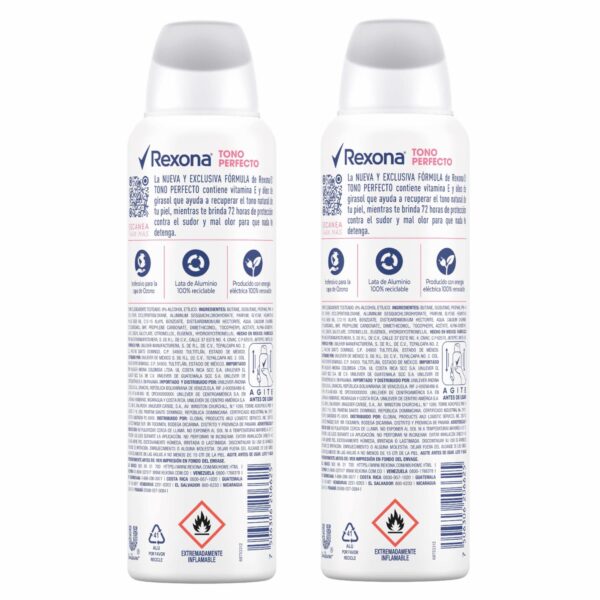 Desodorante En Aerosol Para Dama Tono Perfecto REXONA 2 X 150 Ml - Imagen 2