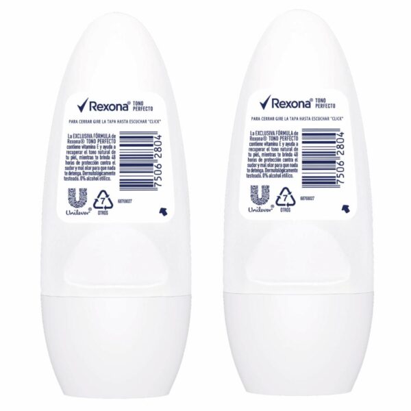 Desodorante Roll On Para Dama Tono Perfecto REXONA 2 X 50 Ml - Imagen 2