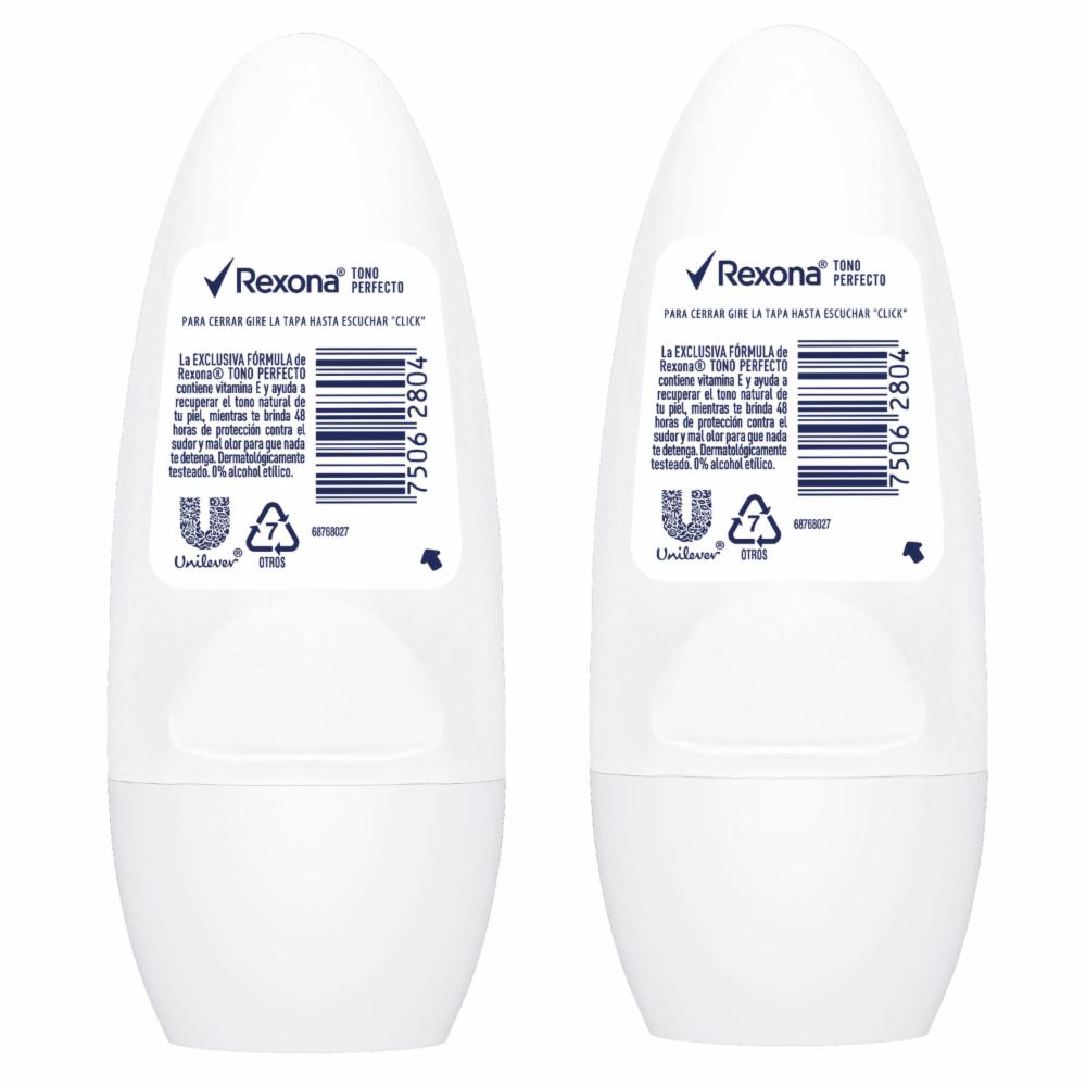 Desodorante Roll On Para Dama Tono Perfecto REXONA 2 X 50 Ml - Imagen 2