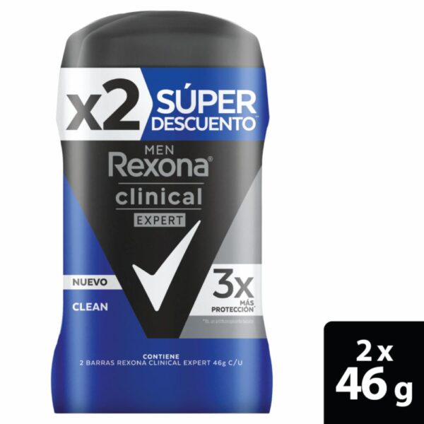 Desodorante En Barra Para Caballero Clinical Expert REXONA 2 X 46 G