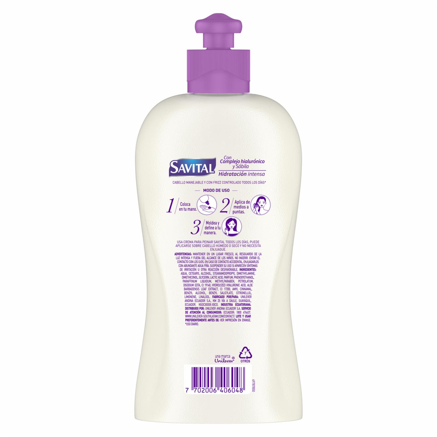Crema Para Peinar Hialuronico SAVITAL 275 Ml - Imagen 3
