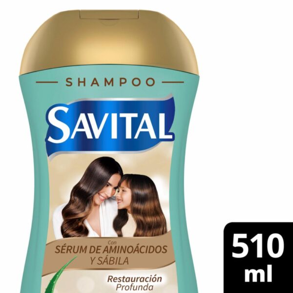 Shampoo Para Cabello Con Serúm De Aminoácidos Y Sábila SAVITAL 510 Ml - Imagen 2
