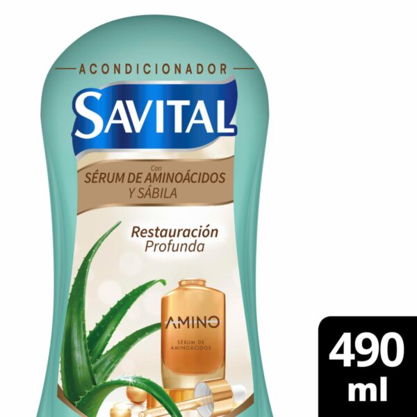 Acondicionador De Cabello Con Serúm De Aminoácidos Y Sábila SAVITAL 490 Ml - Imagen 2