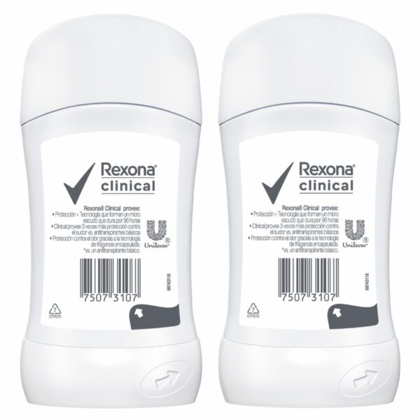 Desodorante En Barra Para Dama Clinical Expert REXONA 2 X 46 G - Imagen 2
