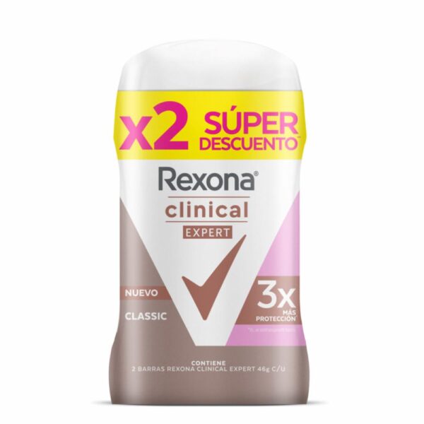 Desodorante En Barra Para Dama Clinical Expert REXONA 2 X 46 G - Imagen 3