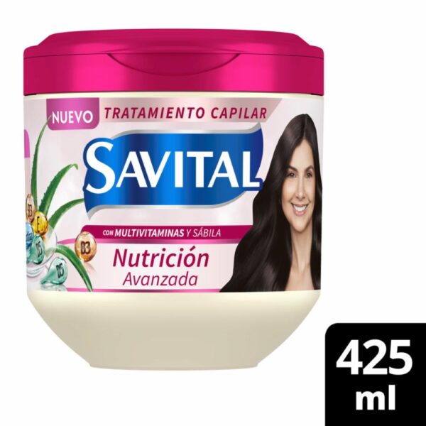 Crema Tratamiento Capilar Con Multivitaminas Y Sábila Nutrición Avanzada SAVITAL 425 Ml