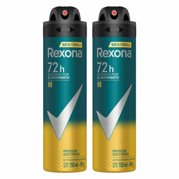 Desodorante En Aerosol Para Caballero V8 Nueva Fórmula REXONA 2 X 90 G - Imagen 6