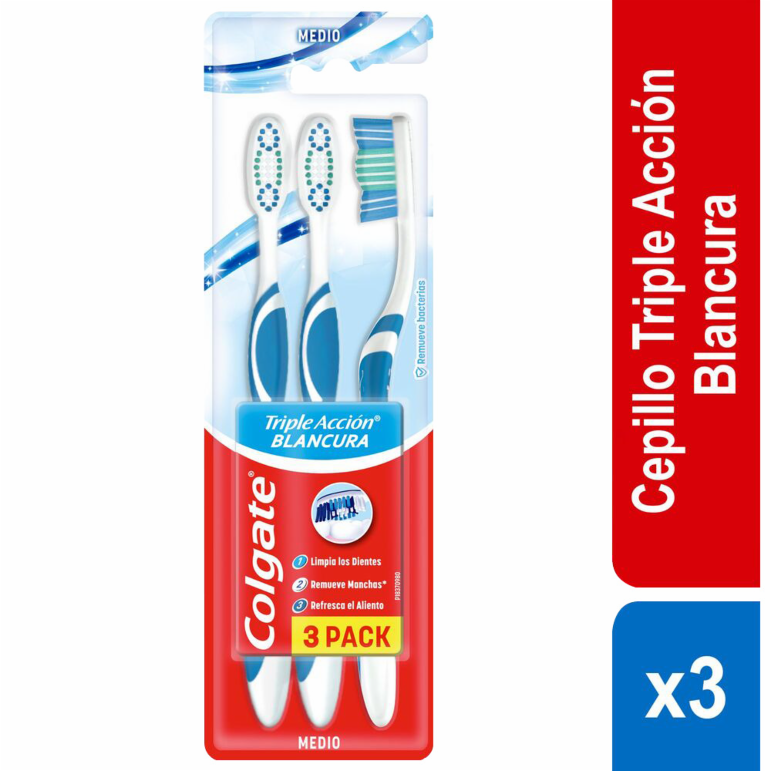 Cepillo Dental Triple Acción Blancura COLGATE Medio Megamaxi