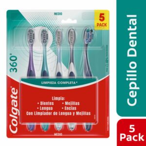 Cepillo Dental 360 Cerdas Medianas COLGATE X 5 Uds