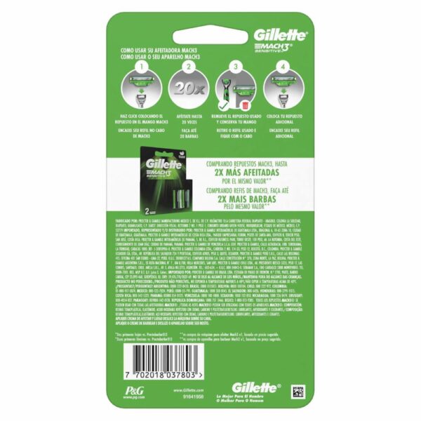 Afeitadora Desechable Caballero Mach 3 Sensitive Gel Grip GILLETTE Unidad - Imagen 2