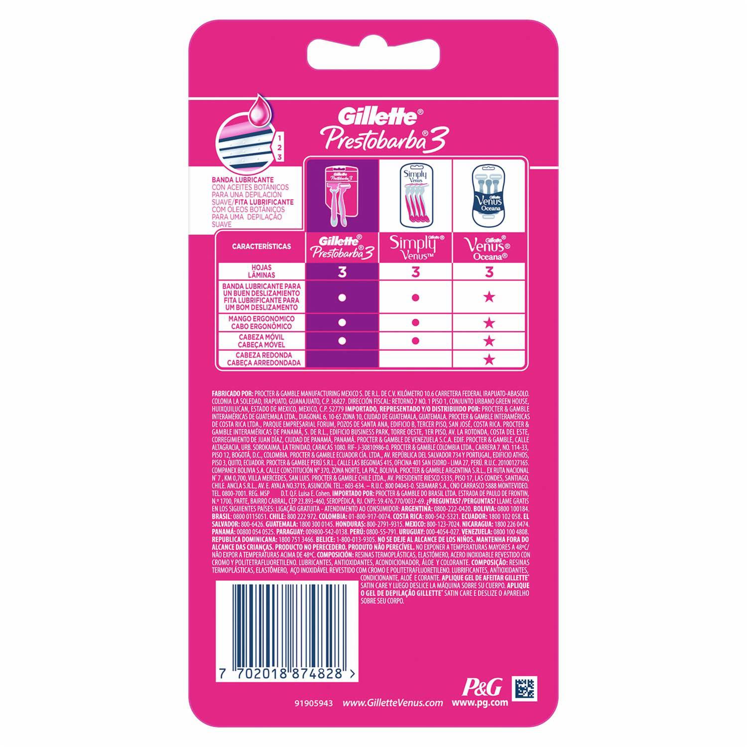 Razuradora Desechable Prestobarba Desechable De Mujer 3 Unidad GILLETTE X3 Uds - Imagen 2