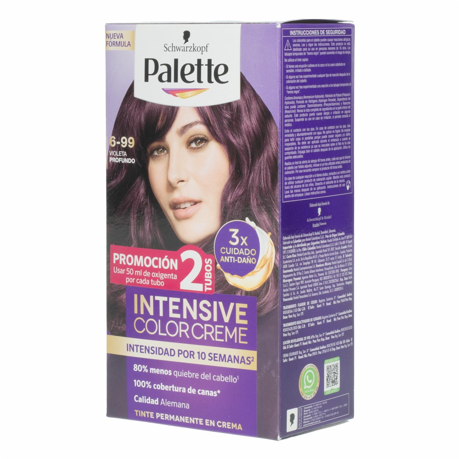 Tinte De Cabello Palette Doble Tubo Violeta Prof 6-99 PALETTE Color Violeta Prof 6-99