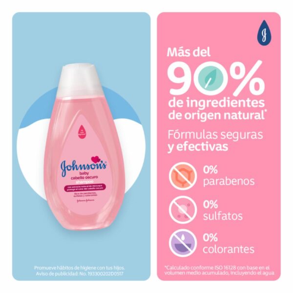 Shampoo Bebé Pelo Oscuro JOHNSON´S BABY 400 Ml - Imagen 4