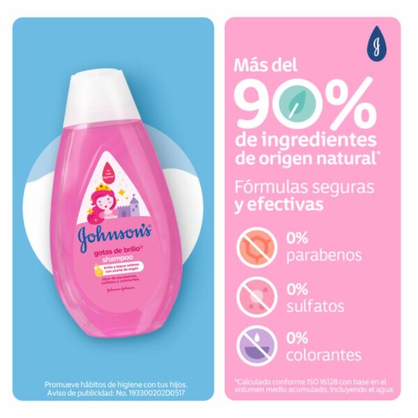 Shampoo Bebé Gotas De Brillo JOHNSON´S BABY 400 Ml - Imagen 4