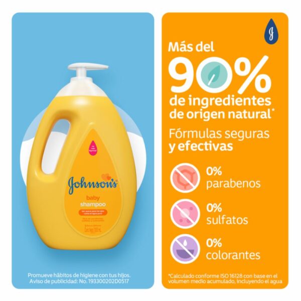 Shampoo Bebé Original JOHNSON´S BABY 1000 Ml - Imagen 4