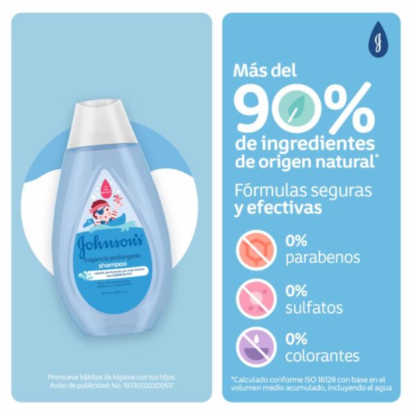 Shampoo Bebé Fragancia Prolongada JOHNSON´S BABY 400 Ml - Imagen 3