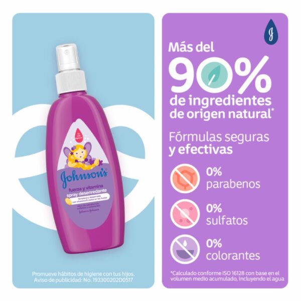 Spray De Peinar Fuerza Y Vitamina JOHNSON'S 200 Ml - Imagen 4