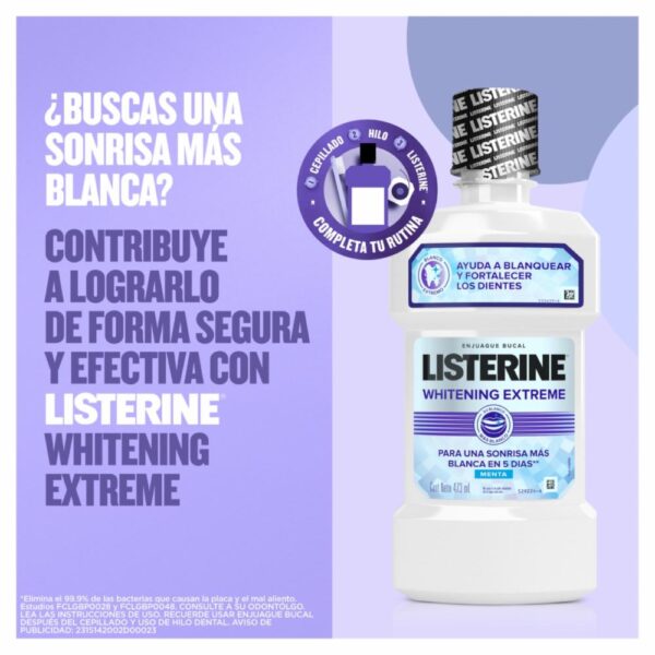 Enjuague Bucal Whitening Extreme LISTERINE 236 Ml - Imagen 4