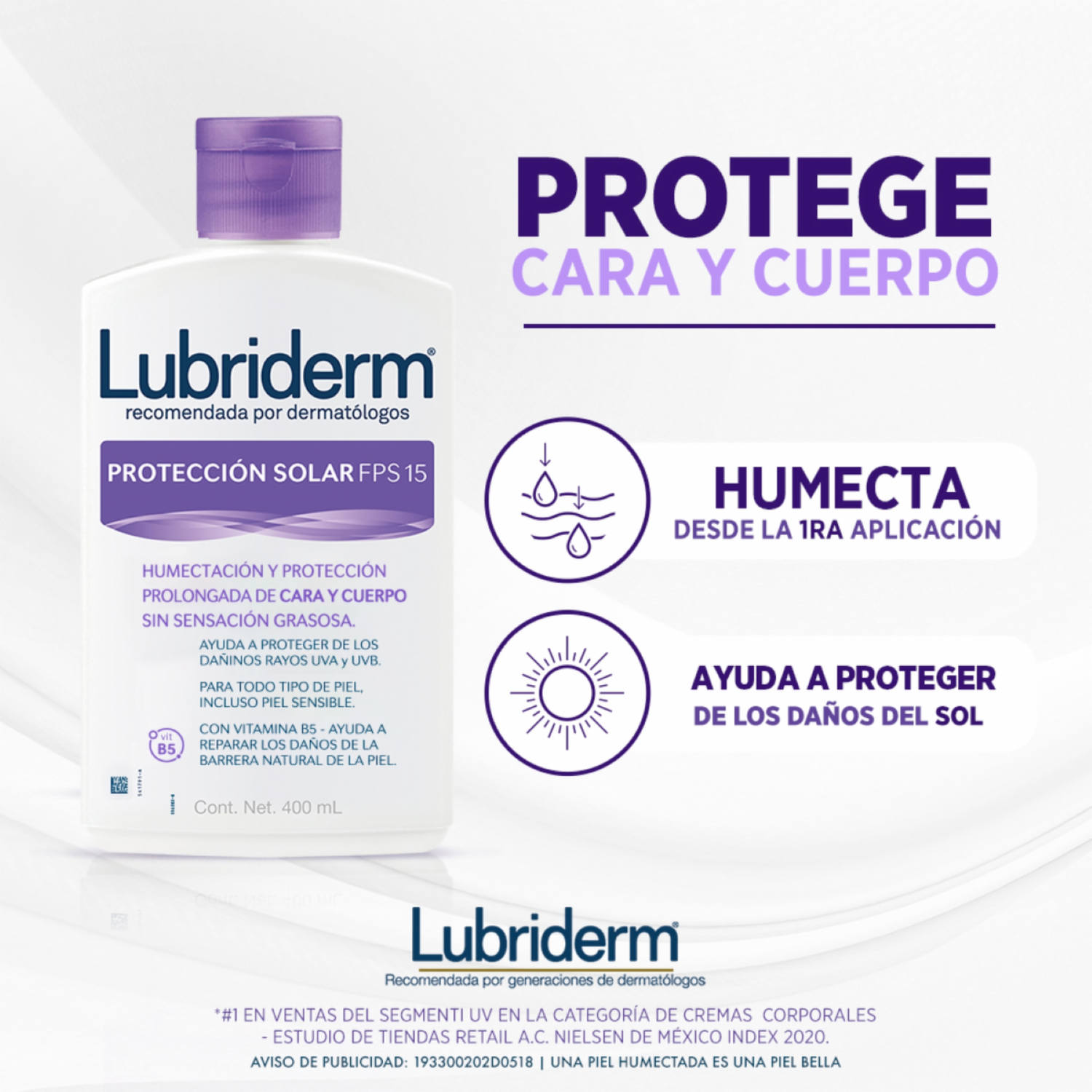 Crema Corporal Fps 15 LUBRIDERM 400 Ml - Imagen 3
