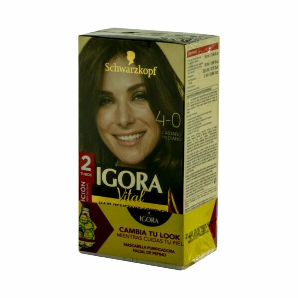 Tinte Capilar Doble Tubo Castaño Medio 4-0 IGORA Unidad