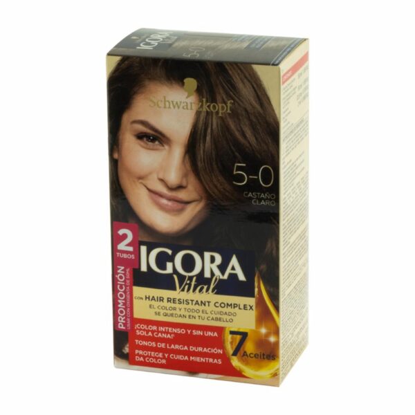 Tinte Capilar Doble Tubo Castaño Claro 5-0 IGORA VITAL Unidad